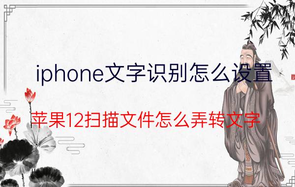 iphone文字识别怎么设置 苹果12扫描文件怎么弄转文字？